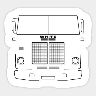 White Road Commander 1970s classic truck black outline graphic Sticker